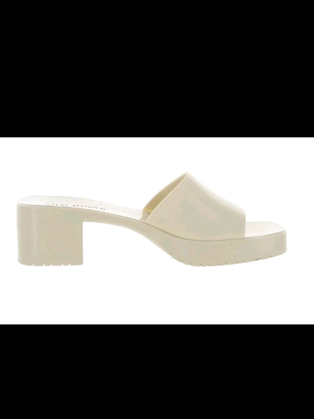 Steve Madden Off White Chunky Block Heel Slide Sandals Platform Size 11M - Picture 7 of 10